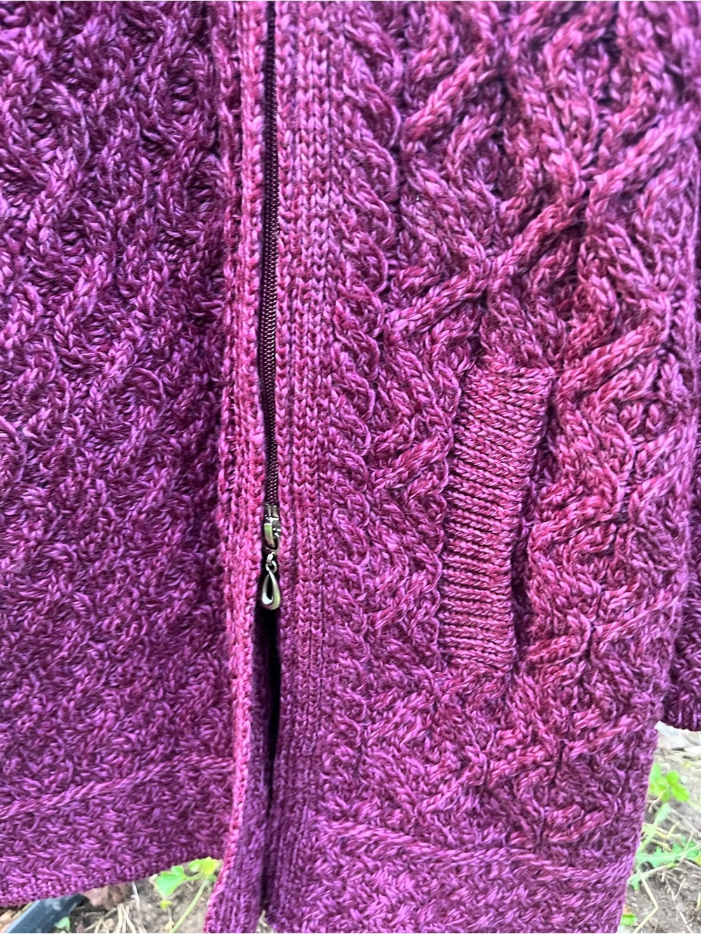 Aran Crafts 💯 Merino Wool Sweater Coat/Cardigan. Berry / Magenta. Size ZL. New. - Picture 4 of 11